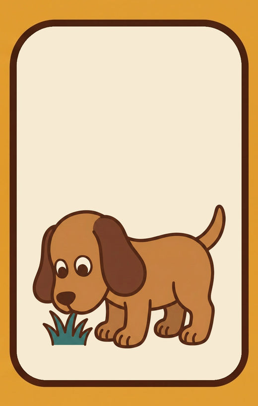 Illustration of a dog eating grass